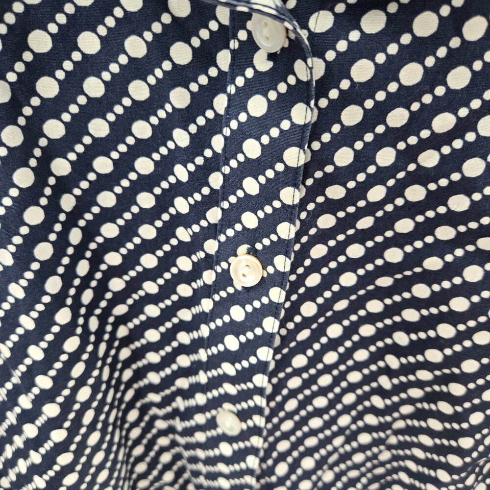 Talbots Petites Navy White Polka Dots Cotton Button Down Shirt Size 14P - Picture 6 of 11